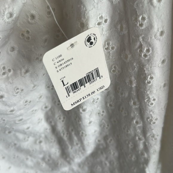 Free People Womens Apricot Rose Mini Dress Puff Sleeve Eyelet White Size L - Picture 10 of 10